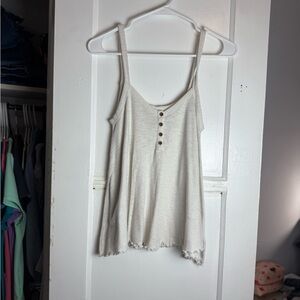 American Eagle Outfitters Cream Camisole with Button Detail